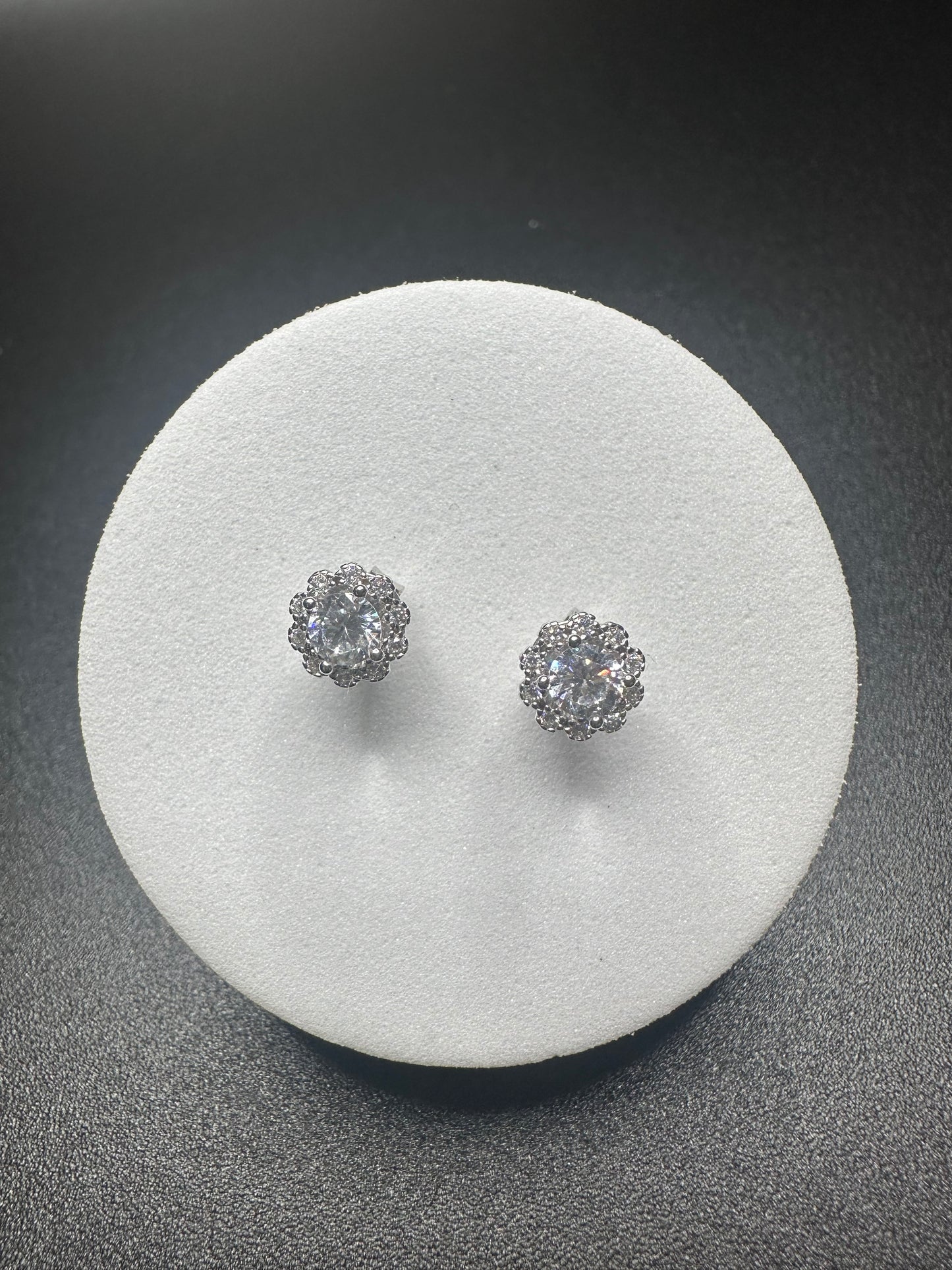 1 Carat 925 Sterling Silver Moissanite Earrings – 5mm Round, VVS1 Clarity, D Color with Flower Cluster Design