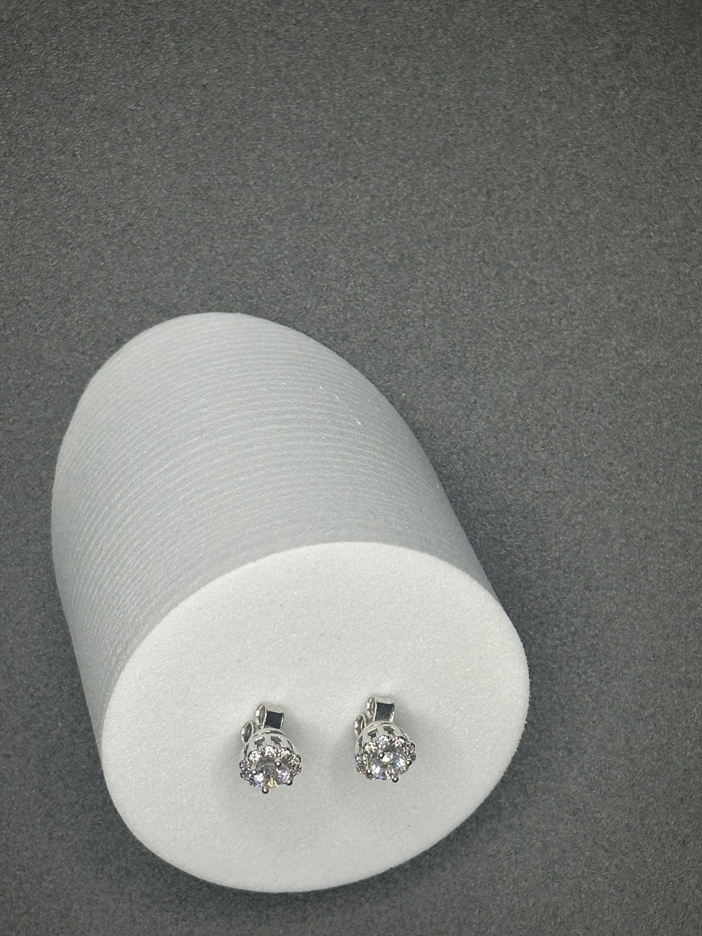 1 Carat 925 Sterling Silver Moissanite Earrings – 5mm Round, VVS1 Clarity, D Color with Flower Cluster Design