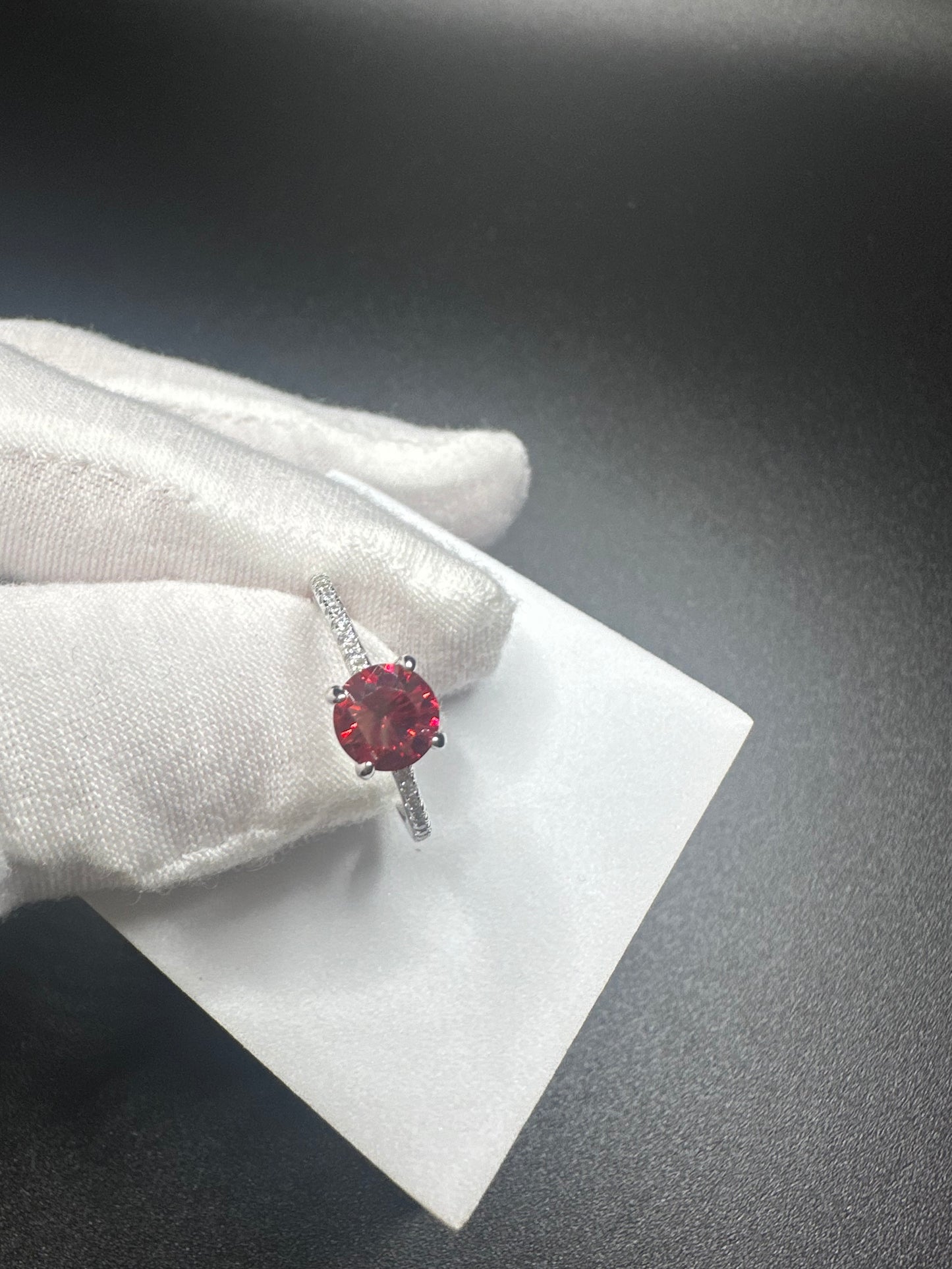 1 Carat 925 Sterling Silver Moissanite Ring – 6.5mm Round, VVS1 Clarity, D Color with Garnet, Champagne & Klein Blue Variations