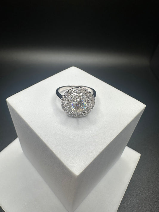 6.5mm 1CTW 925 Sterling Silver Round Moissanite Ring