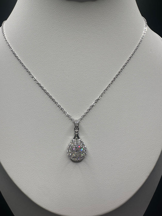 1 Carat 925 Sterling Silver Moissanite Pear-Shaped Pendant – 6.5mm Round Cut, VVS1 Clarity, D Color with 18" Necklace