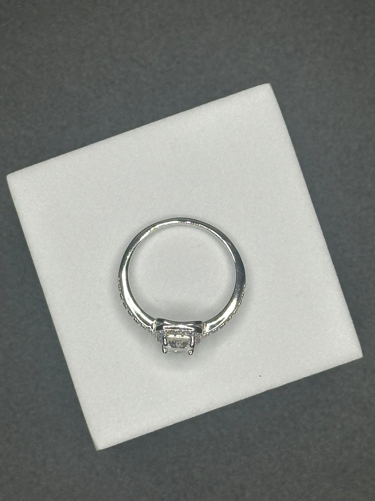 7.5mm Emerald Cut, 1ctw 925 Sterling Silver Moissanite Ring