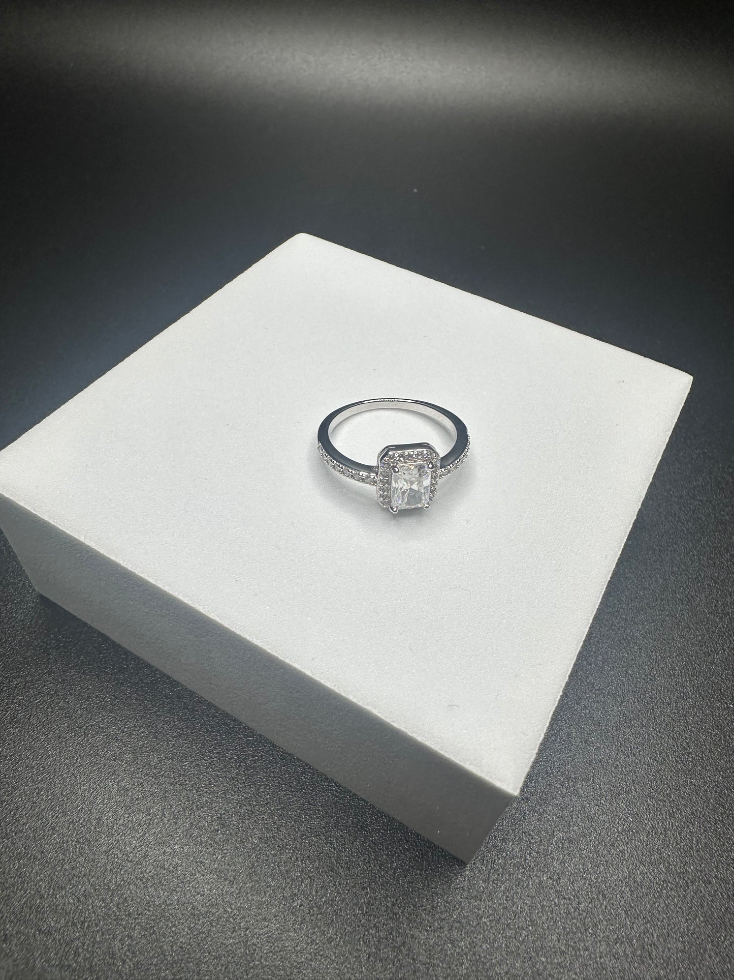 7.5mm Radiant Cut, 1ctw, 925 Sterling Silver Moissanite Ring