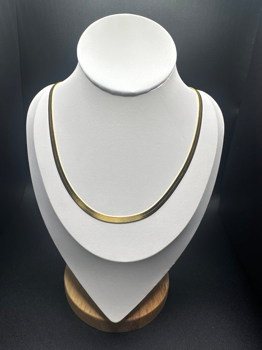 4.5mm 925 Sterling Silver Italian Flexible Flat Necklace – 18" with Optional 18K Gold Finish