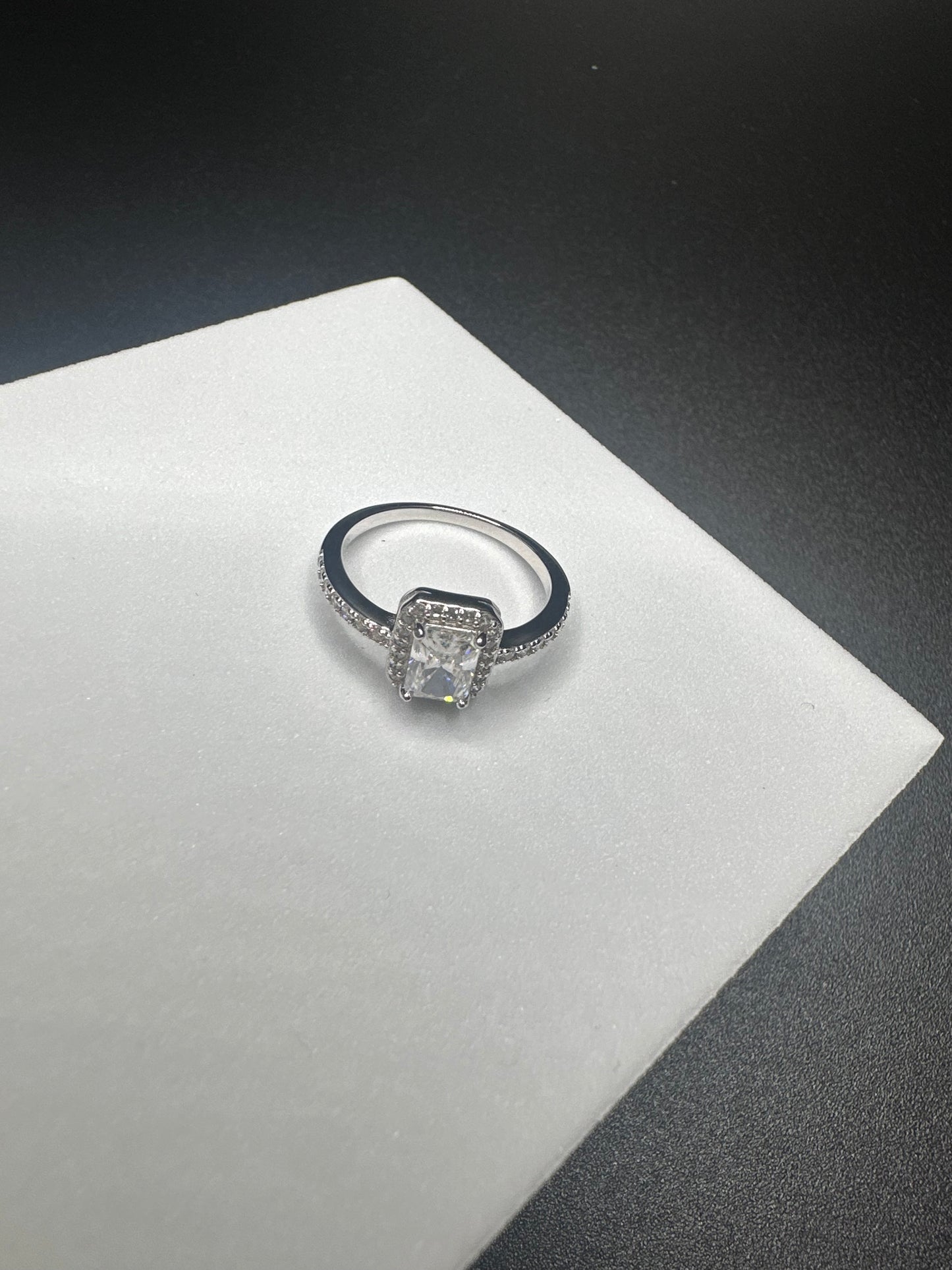 7.5mm Radiant Cut, 1ctw, 925 Sterling Silver Moissanite Ring