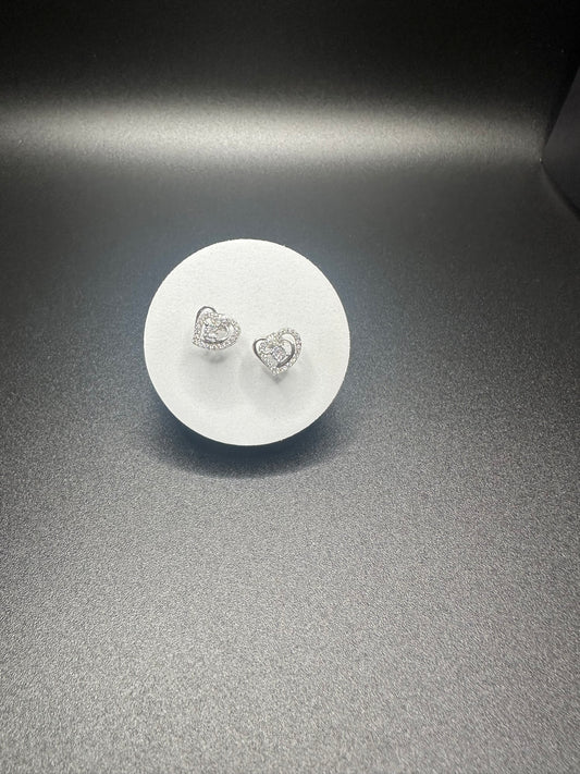 1 Carat 925 Sterling Silver Moissanite Heart Earrings – 9.5mm Round, VVS1 Clarity, D Color